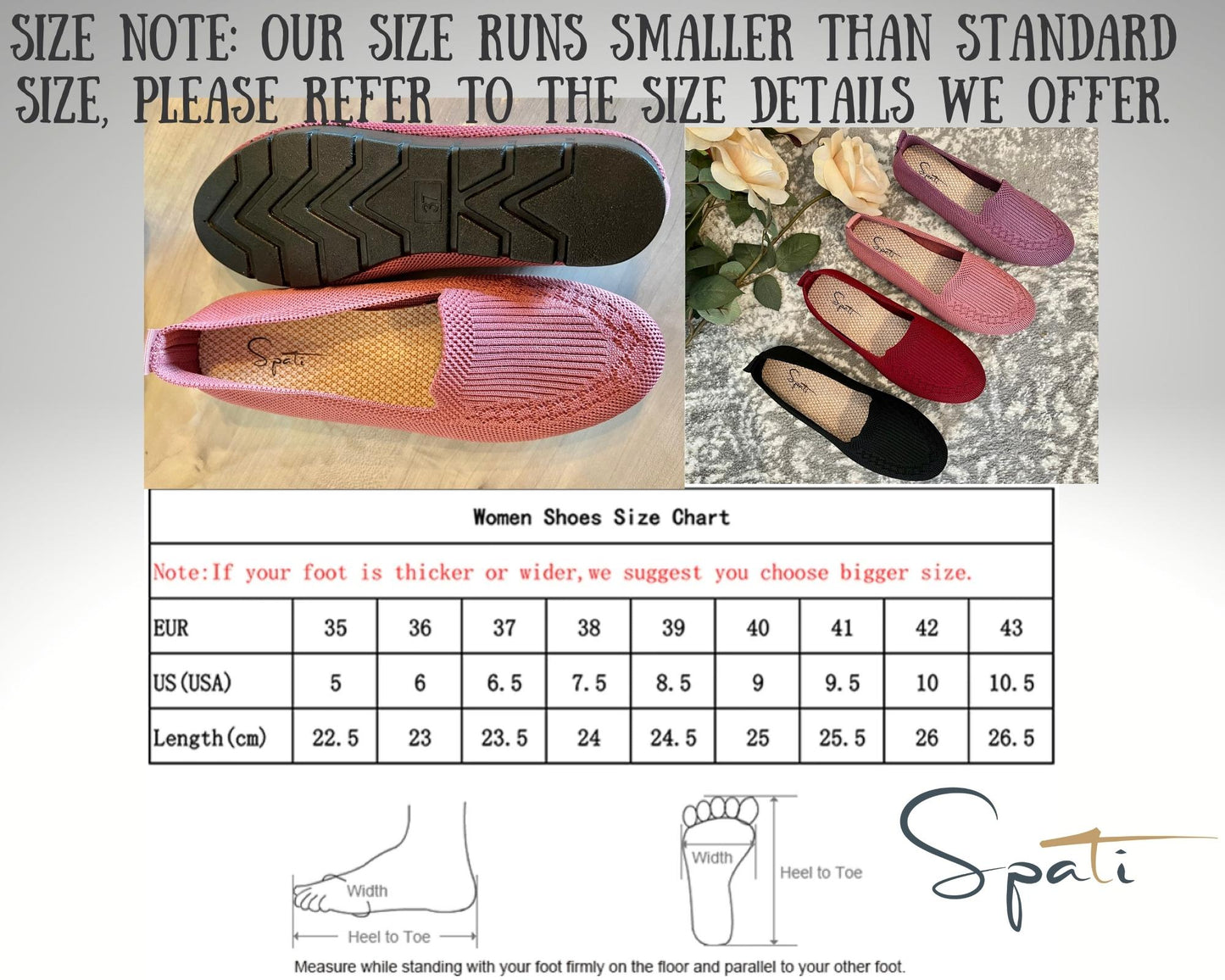 SPATI Women's Knitted Mesh Lightweight Flat Walking Shoes Comfort Loafers